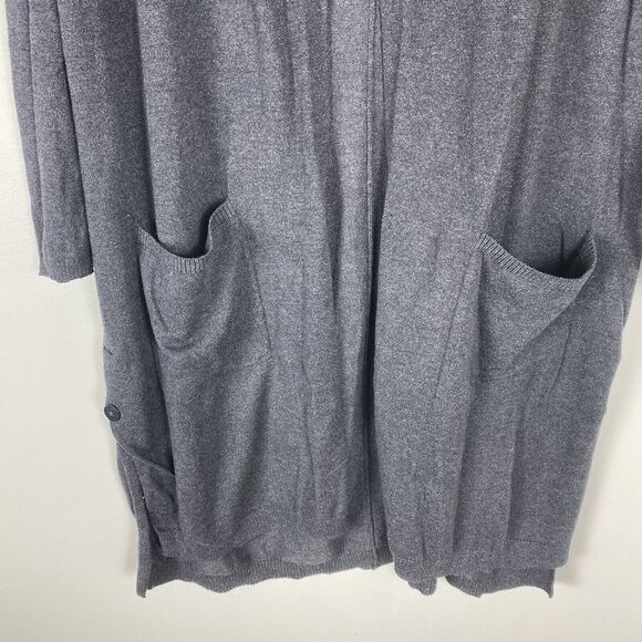 J Jill Cardigan Womens 1X Gray Button Front Wool Knit Sweater Duster Long Sleeve - Picture 3 of 7
